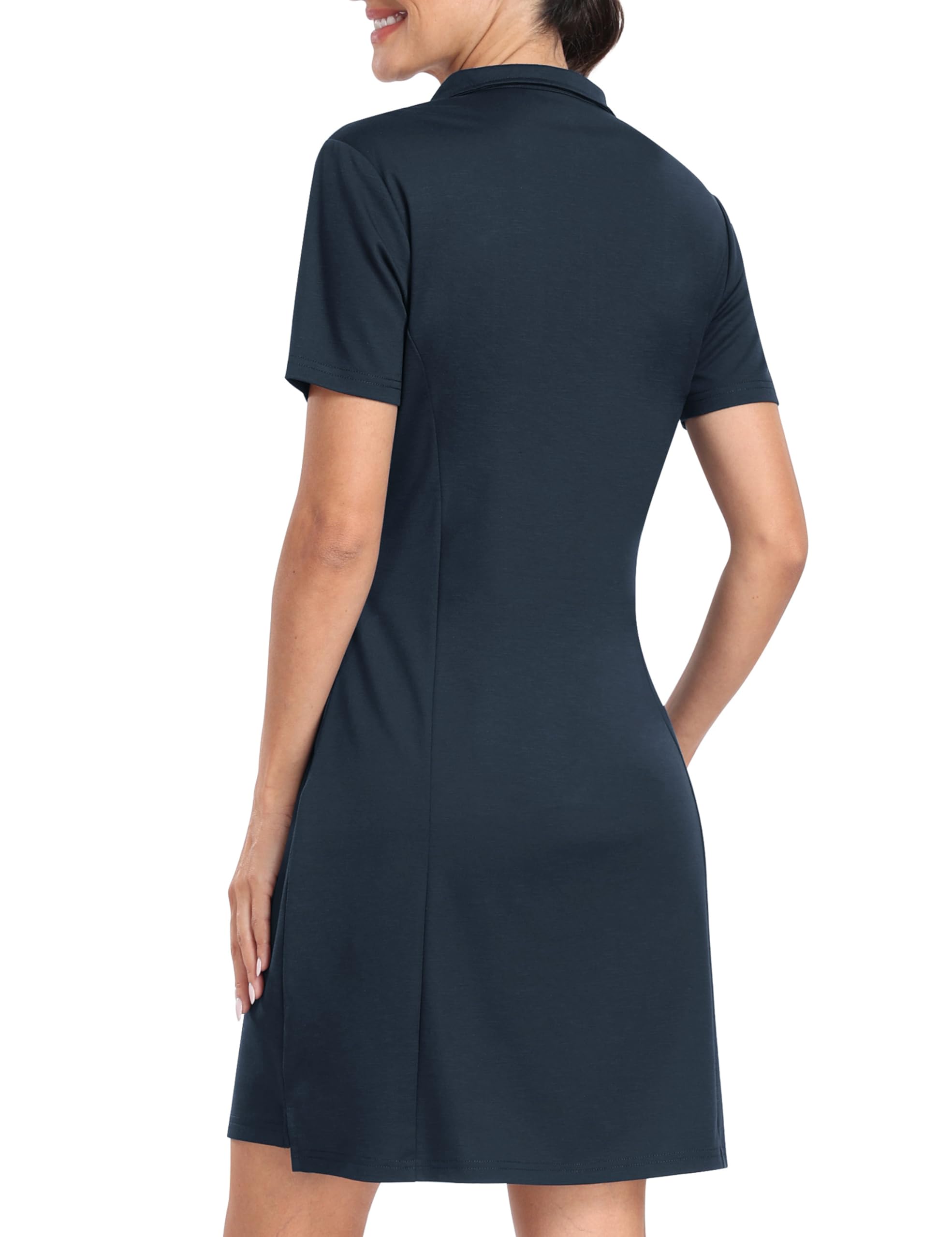 Vestido Tenis Polo Mujer Manga Corta Deportivo Vestido Algodón con Cremallera Verano Ligero Dress para Golf Gimnasia Yoga