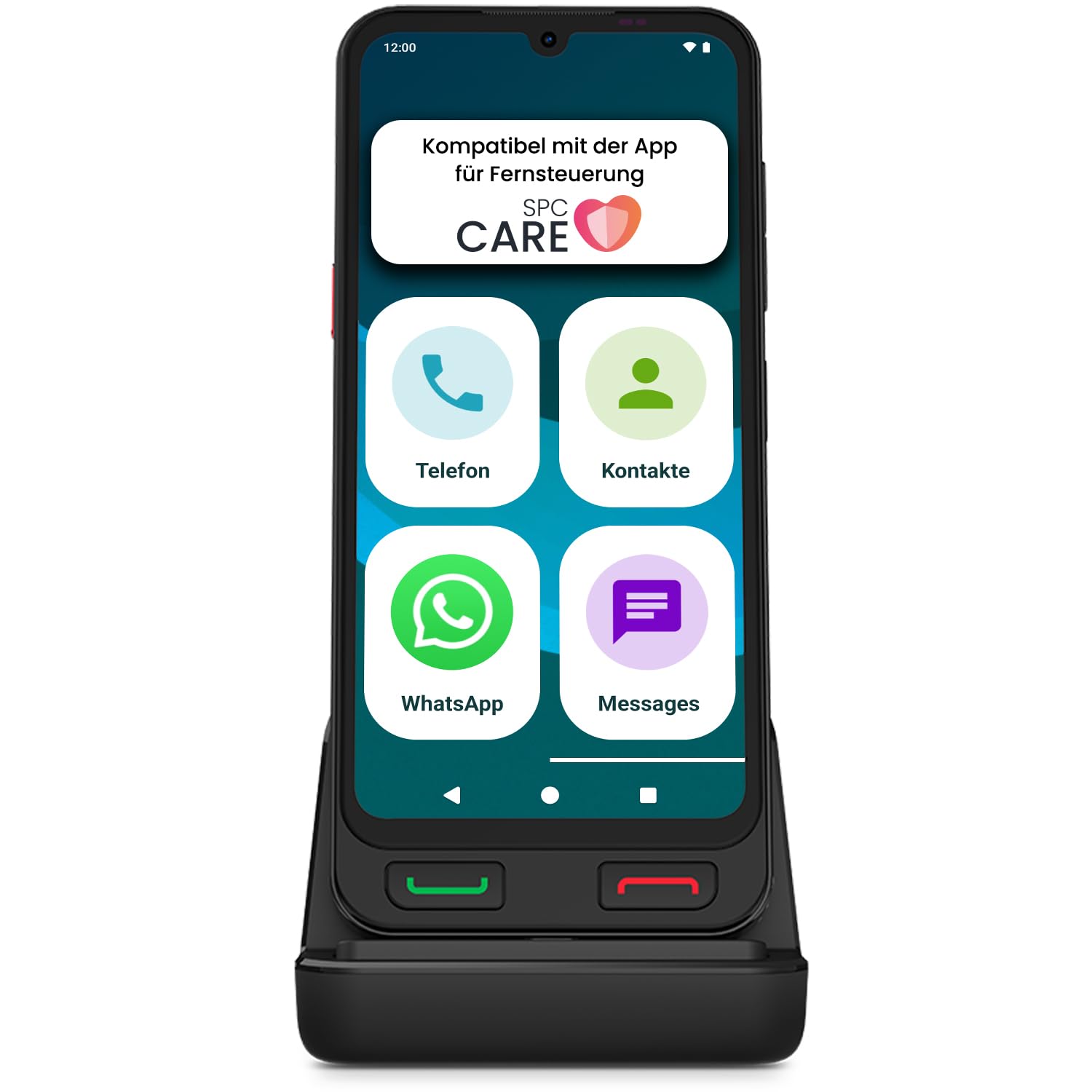 SPC Zeus 2 Pro - Smartphone für Senioren Kompatible mit App Fernverwaltung und -ortung | Easy-Mode, physische Tasten, XXL-Symbole | 6,1" Display, Dual-Kamera, 128GB | Ladestation, SOS-Taste