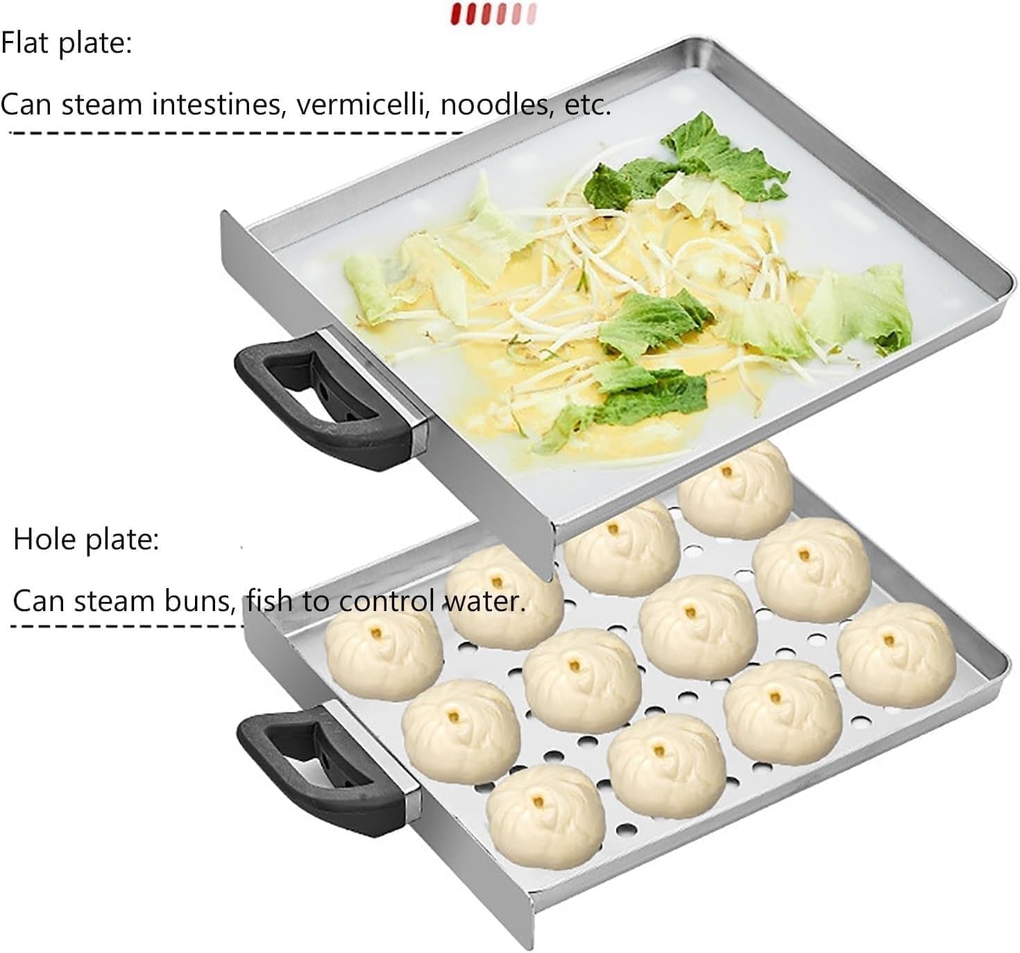 Rotoli di riso per noodle, 2000 W, vaporiera in acciaio inox con 3 vassoi sostituibili e timer per riscaldamento di panini da cucina e ristorante, vapore commerciale