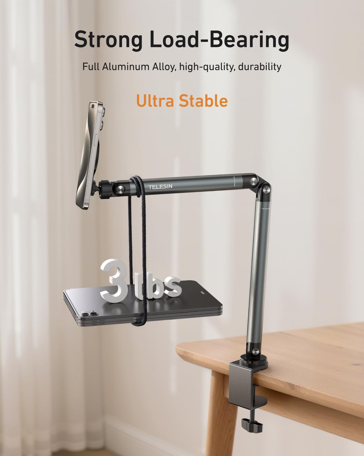 TELESIN Magnetische Handyhalterung Bett - 360° Drehbarer Handy Halterung-Kompatibel mit MagSafe, Handyhalterung Tisch für Phone/Tablet, usw, Holder für Schlafzimmer, Schreibtisch beim Lesen/Streaming