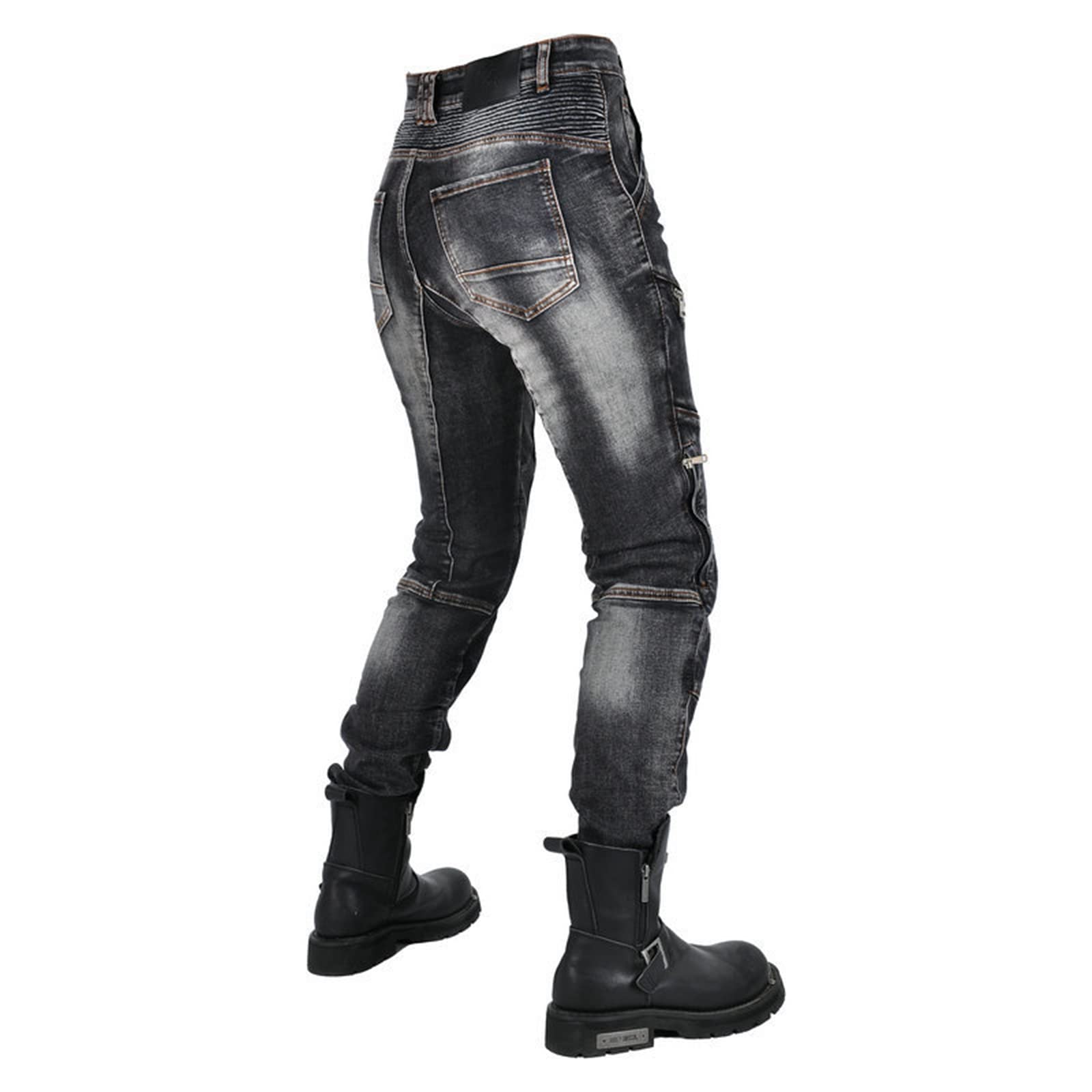 Spodnie motocyklowe, jeansowe, rozciągliwe, damskie, tekstylne, odporne na zużycie, Kevlar z ulepszonymi ochraniaczami, czarny, XS