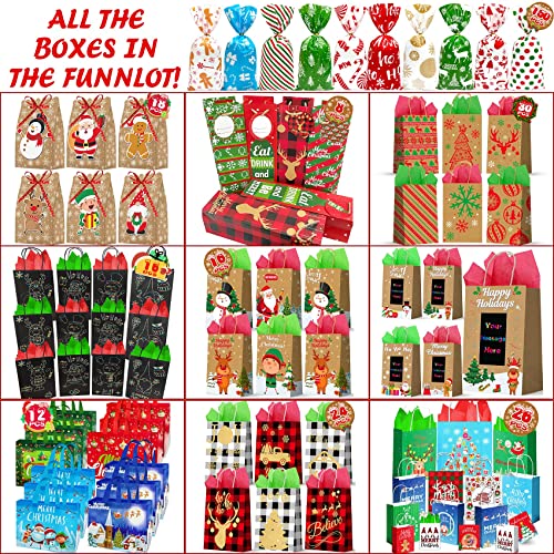 Funnlot Assorted Christmas Gift Bags 26Pcs Christmas Gift Bag Sets With Tissue Paper Christmas Bags Assorted Sizes Recycled Gift Bags With 26Pcs Tissue Paper Christmas Gift Tags(2 Xl, 4 Large, 12 Medium,8 Small) #TOP5