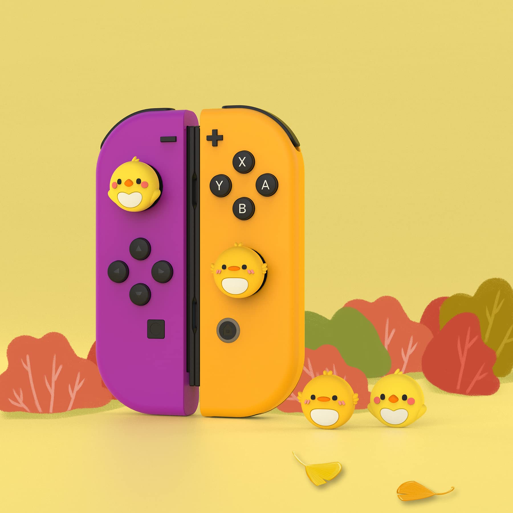 PlayVital 4PCS Thumb Grip Caps do Switch,Nakładki na Gałki Analogowe kompatybilny z Switch OLED/Lite Joycon-Papuga&Pisklę