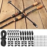 HLOGREE 19.6 Feet Adjustable Fishing Rod Strap Holders,Rod Holder Straps Tie Down with Deck Loops Pad Eye for Boat Kayak Fishing,Fishing Pole Strap,Rod Tamer Rod Hold Downs Tie Saver Strap-1/4''