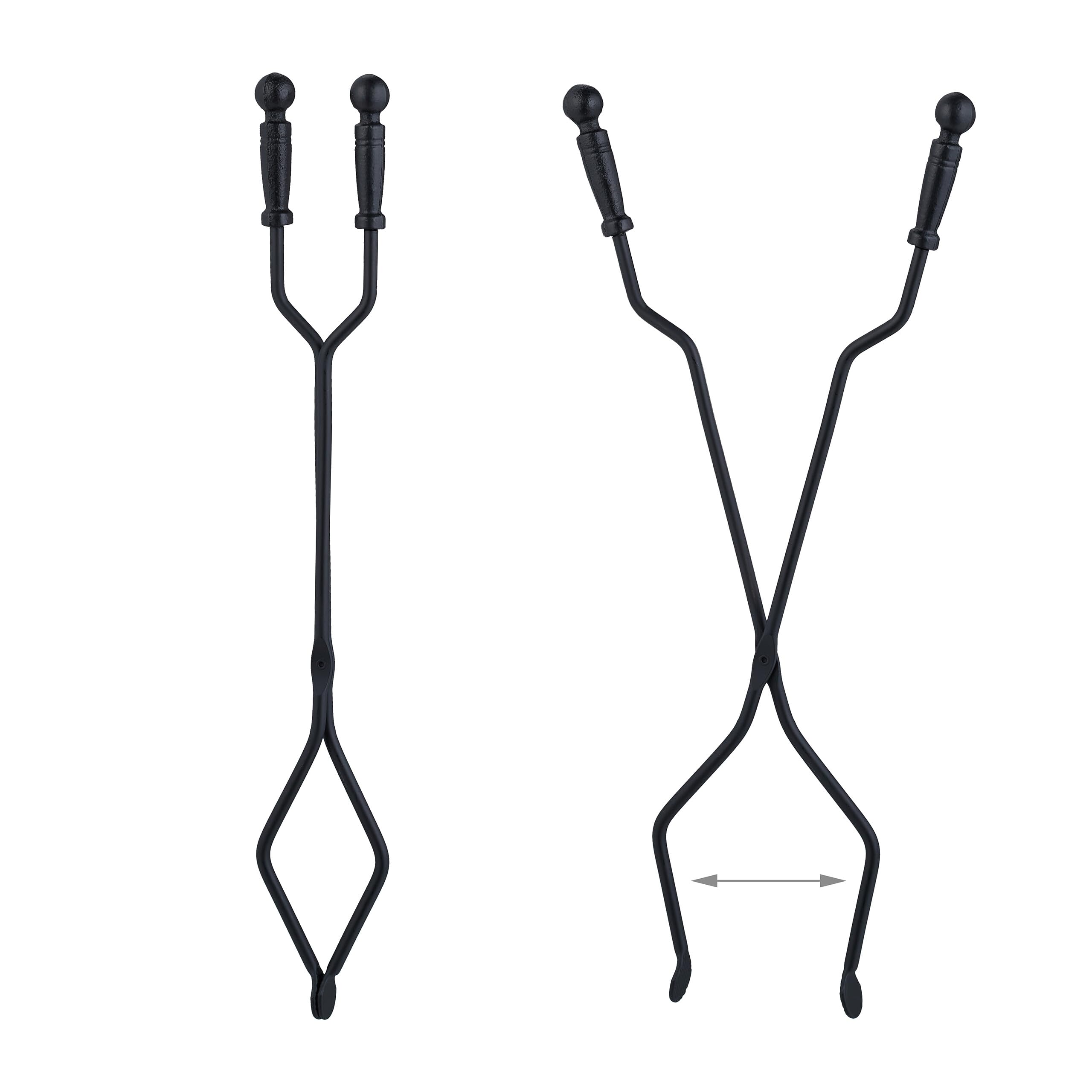 Relaxdays Couverts de cheminée, Lot de 5 pièces, tisonnier, Pelle, Balai à Cendres, Pince, serviteur, poêle Bois, Noir