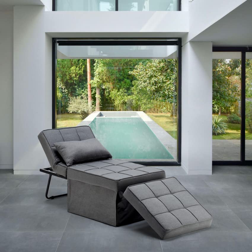 Produce Shop Pouf Poltrona Letto Pieghevole in Tessuto Sweet Relax - Grigio Scuro