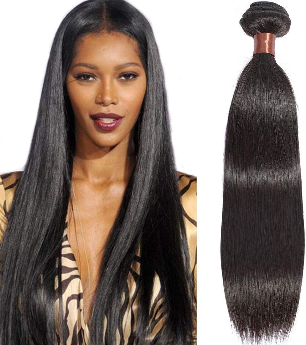 BLACKMOON HAIR Brazilian Virgin Straight Human Hair One Bundle 22inch Straight Hair Weave Extension Unprocessed Straight Hair Bundle Natural Black