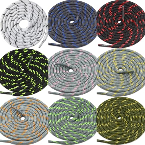 Image of Round Shoelace (2 Pair) Shoelaces for Hiking Shoes, Outdoor Walking Sneakers, Outdoor Hiking, Climbing, Basketball, Work Boot, Running, Sport Shoes