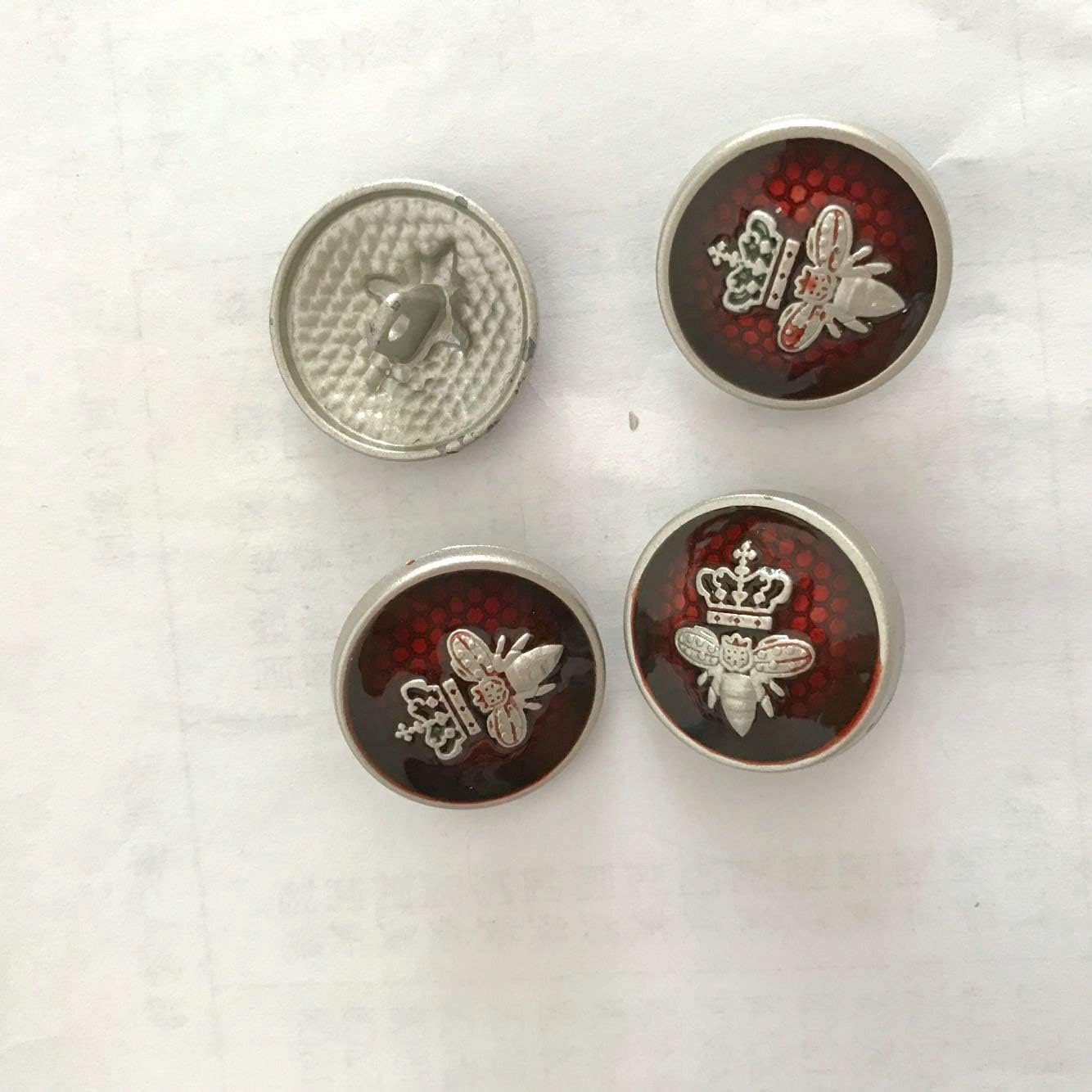 Bee Crown Metal Shank Sewing Buttons for Blazer, Suits, Sport Coat, Uniform, Jacket Button sew DIY (1# red, 10pcs 21.5mm)