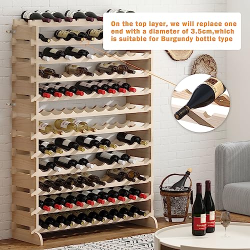 sogesfurniture Weinregal Flaschenregal mit 12 Ebenen für 120 Flaschen Wein Holzregal Weinhalter Weinständer Flaschenständer für Küche, Esszimmer, Bar, 110x30x140 cm