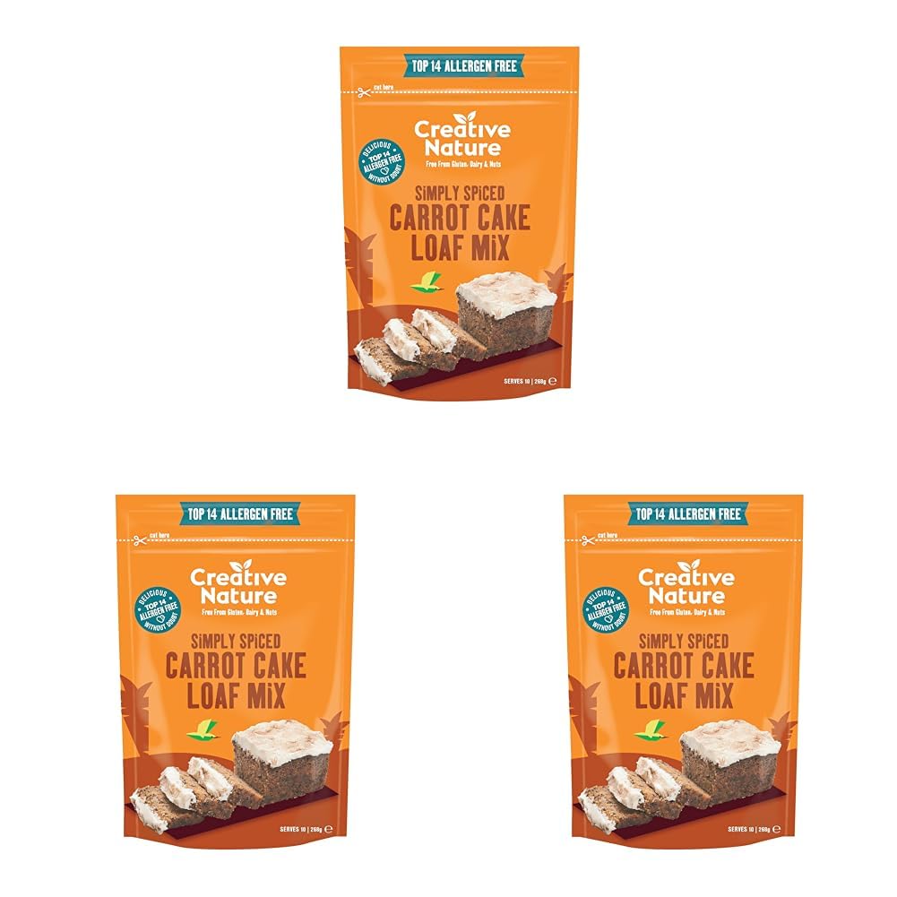 Creative Nature Gluten Free Cake Mix | Carrot Cake | Vegan & Free From Baking Mix | Gluten Free, Nut Free, Dairy Free & 100% Allergen Free | 268g (Pack of 3)