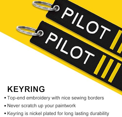 Miniatura 3 de MELIFE Llavero de piloto con llavero, paquete de 3 llaveros de bandera para motocicletas, scooters, autos y regalos (primer oficial), Pilot 3 Strip