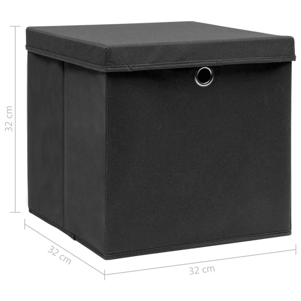 4 STK. Aufbewahrungsboxen mit Deckel Unterwäsche-Organizer Schubladen-Organizer Aufbewahrungstruhe Aufbewahrung Box Schwarz 32×32×32 cm Stoff