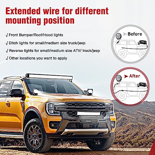 Image of Nilight 2 PCS 16 AWG 10 Feet 3 Pin DT Connector Wiring Harness Extension Kit Plug and Play for Dual Mode Off Road LED Pod Lights Bar DRL Driving Auxiliary Reverse Boat Light