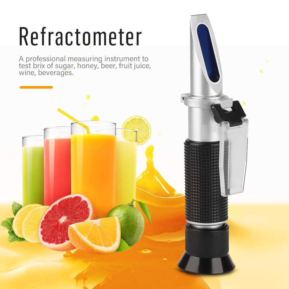 Réfractomètre Brix professionnel 0 20% Compteur de testeur de jus de bière avec fonction de compensation automatique de la température pour mesurer la teneur en sucre du sirop d'érable au miel de frui