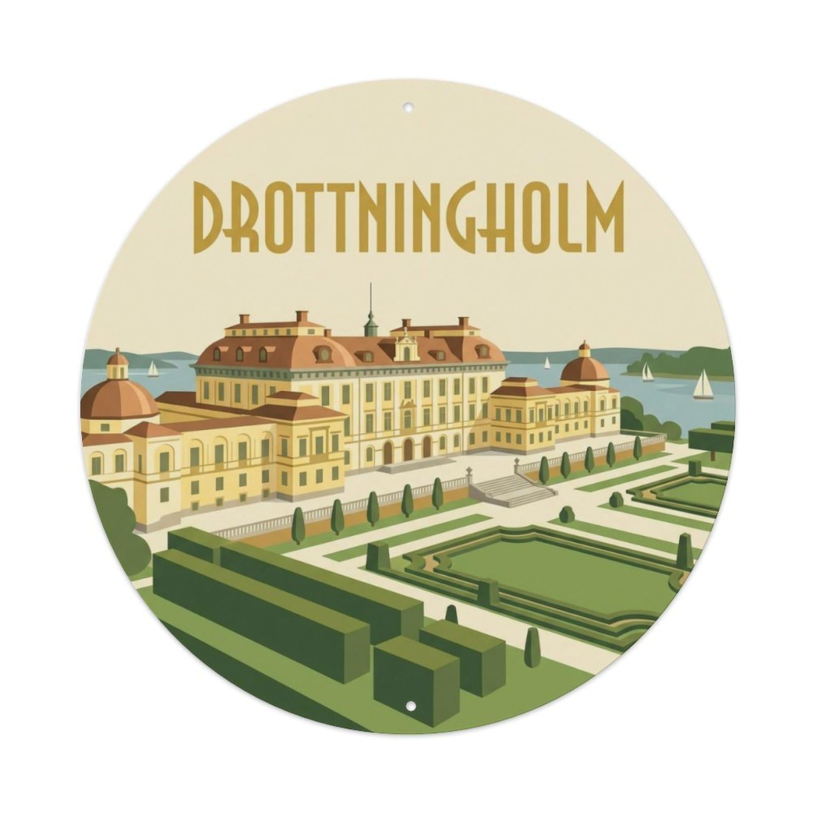 Okahys 8X8inch(20X20cm) Vintage Travel Drottningholm Sweden Castle Metal Tin Sign
