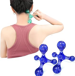 Trigger Point Massage Tools, 2 PCS 4 Point Manual Deep Muscle Tissue Trigger Massager, Handheld Palm Pressure Point Massage Tool, for Neck Shoulder Back Muscle Pain Relief (Blue)