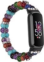 Vista 10 de Wongeto Compatible con correas Fitbit Luxe, pulsera elástica de perlas estirable de moda hecha a mano para mujeres, correa de reemplazo