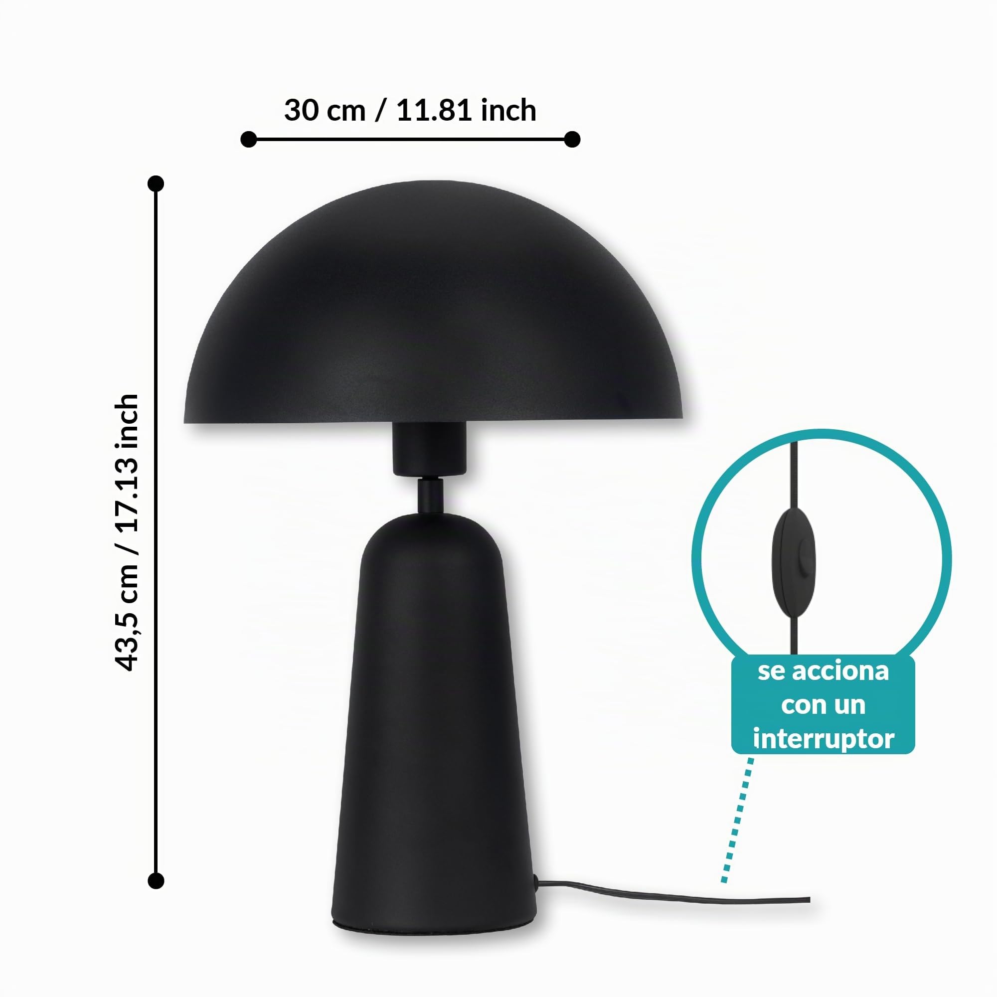 EGLO Lámpara de mesa Aranzola, luminaria geométrica para mesa de noche | iluminador de metal en blanco y negro, luz deco para sala y dormitorio, casquillo E27