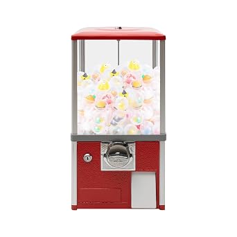 25 Cents Coin Operated Vending Machine, Commercial Gumball Machine, Toy Capsule, Vending Machine, Dispenser Prize Machine, Candy Machine Dispenser for Small Candy, Nuts, Feed Red