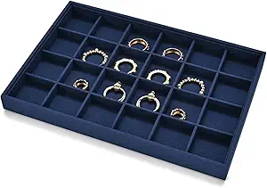 24 Grids Jewelry Tray Earring Organizer Tray Microfiber Jewelry Display Tray Ring Earrings Holder Trays Jewelry Drawer Organizer for Ring Earrings Holder Storage Display Tray