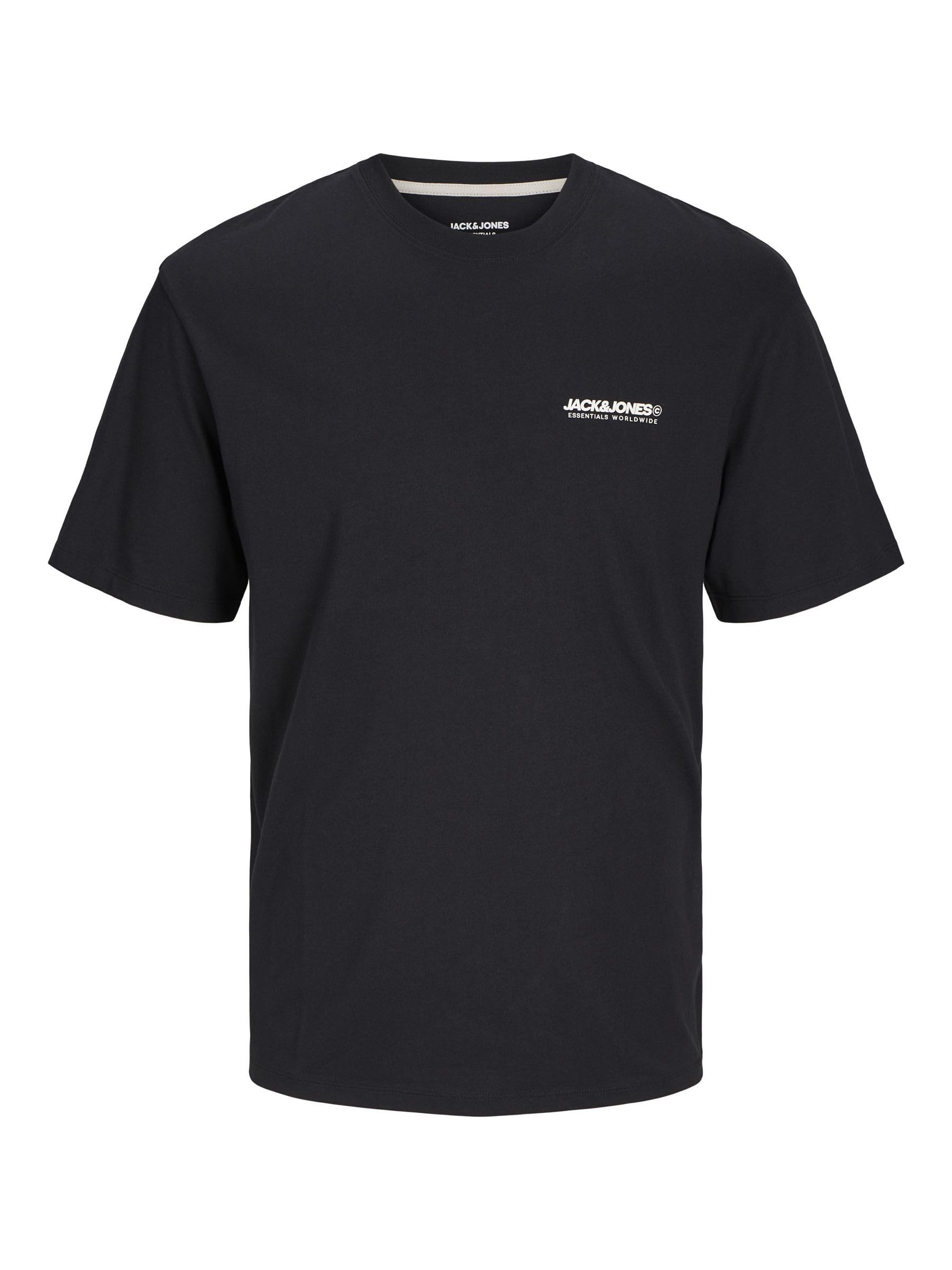 JACK & JONES Male T-Shirt Logo Crew Neck T-Shirt, Black, XS