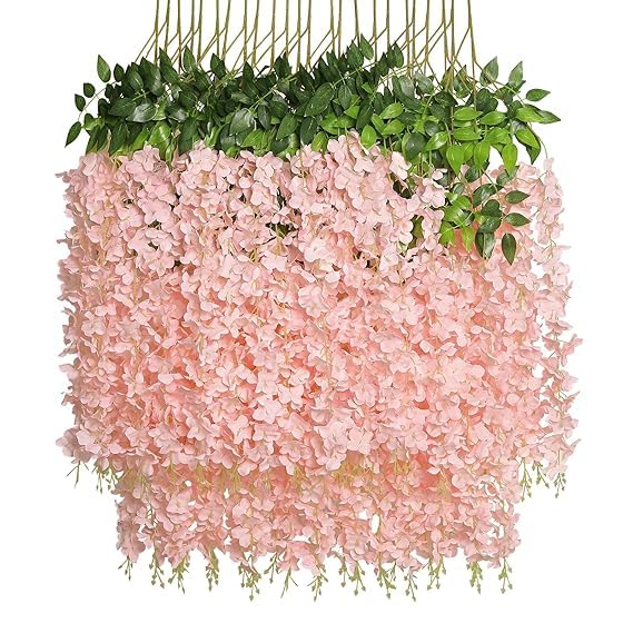 Buy 12 Pack Artificial Wisteria Vine Ratta Fake Wisteria Hanging ...