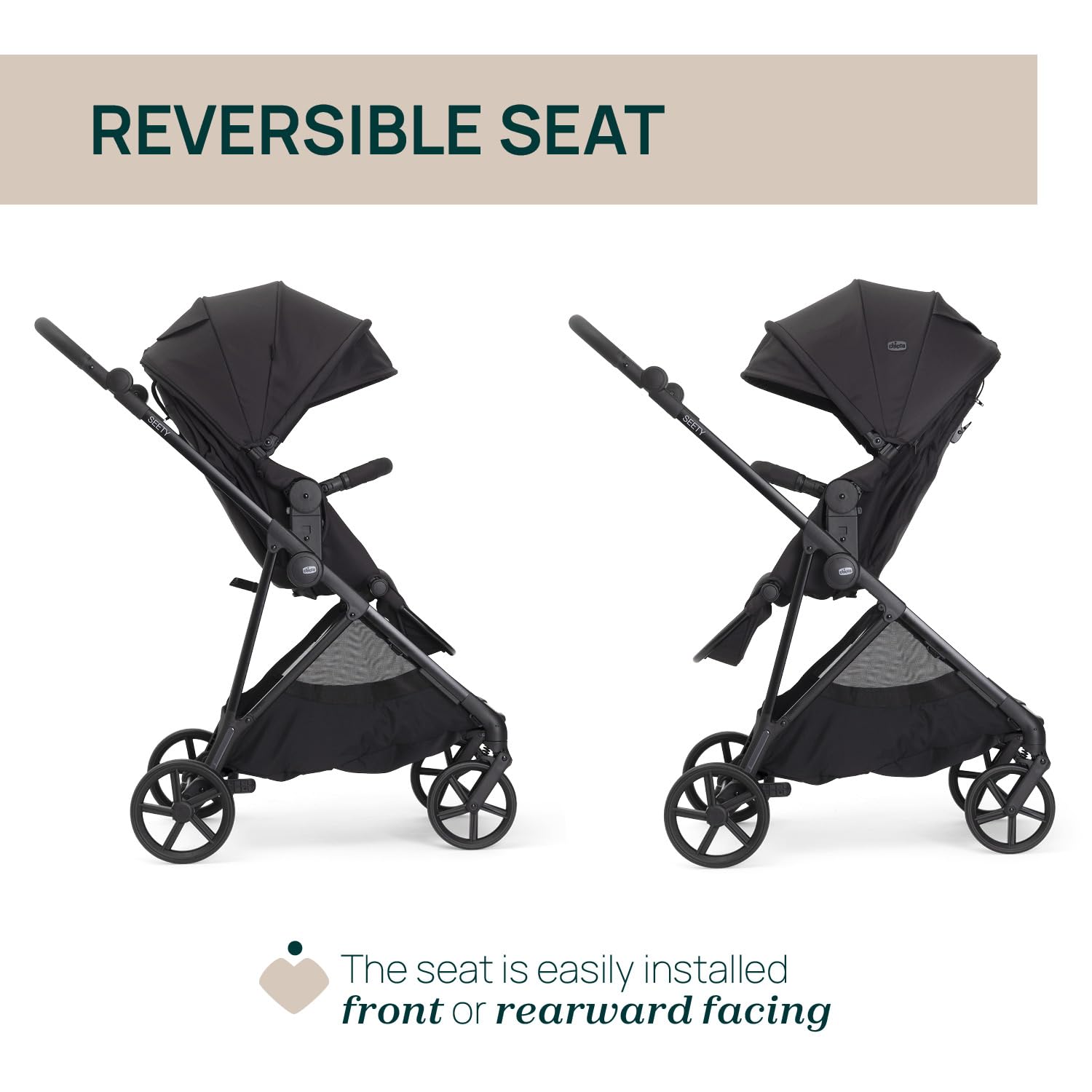 Chicco Cochecito Seety, Cochecito Ligero y Compacto De 0 Meses a 4 Años, Capacidad Máxima 22 kg, Cochecito Plegable,Respaldo Reclinable,Cierre Automático con 1 Movimiento, Capota Parasol y Cubrelluvia
