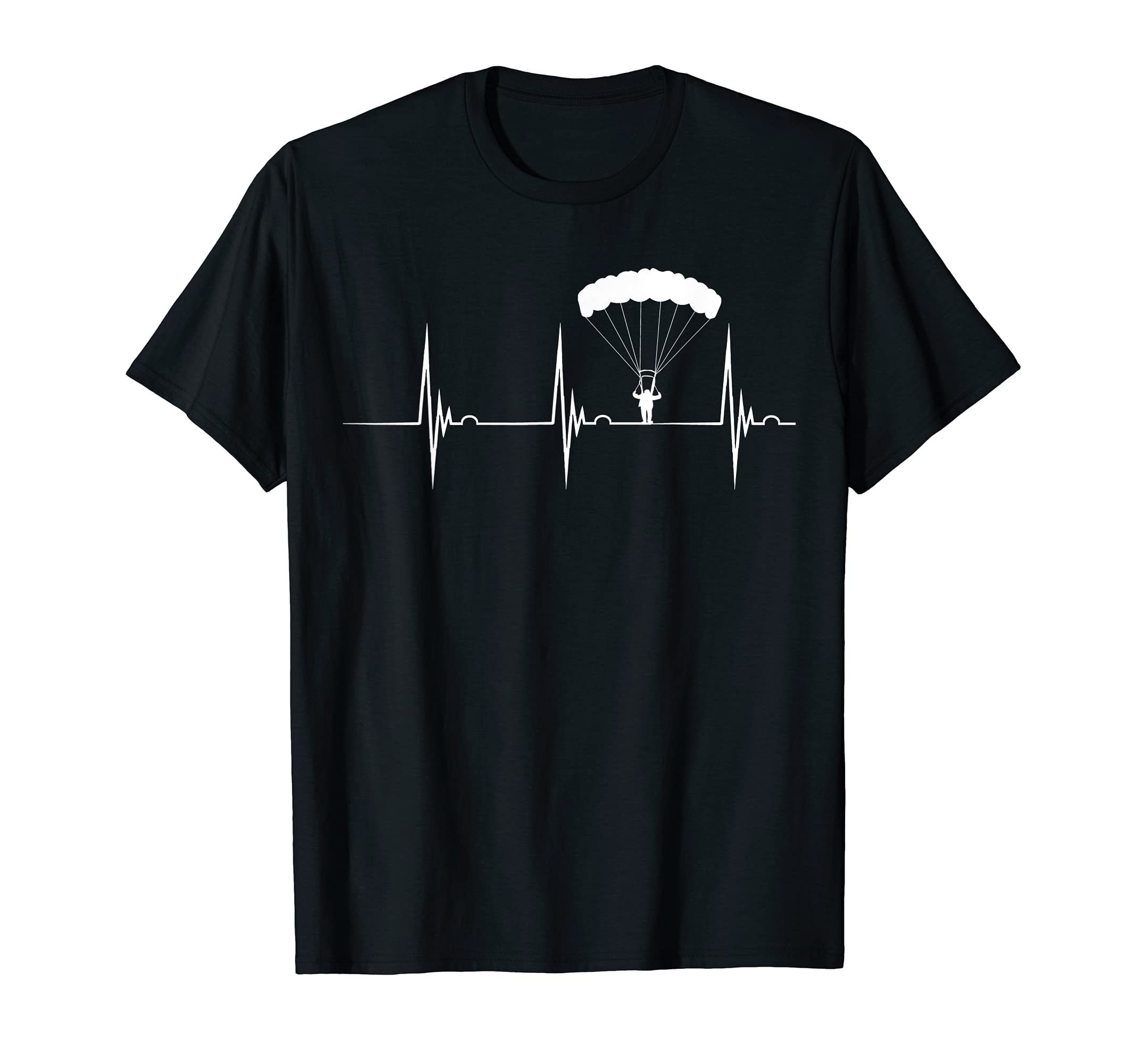 Skydiving Heartbeat Skydiver Skydive EKG Pulse Jump T-Shirt
