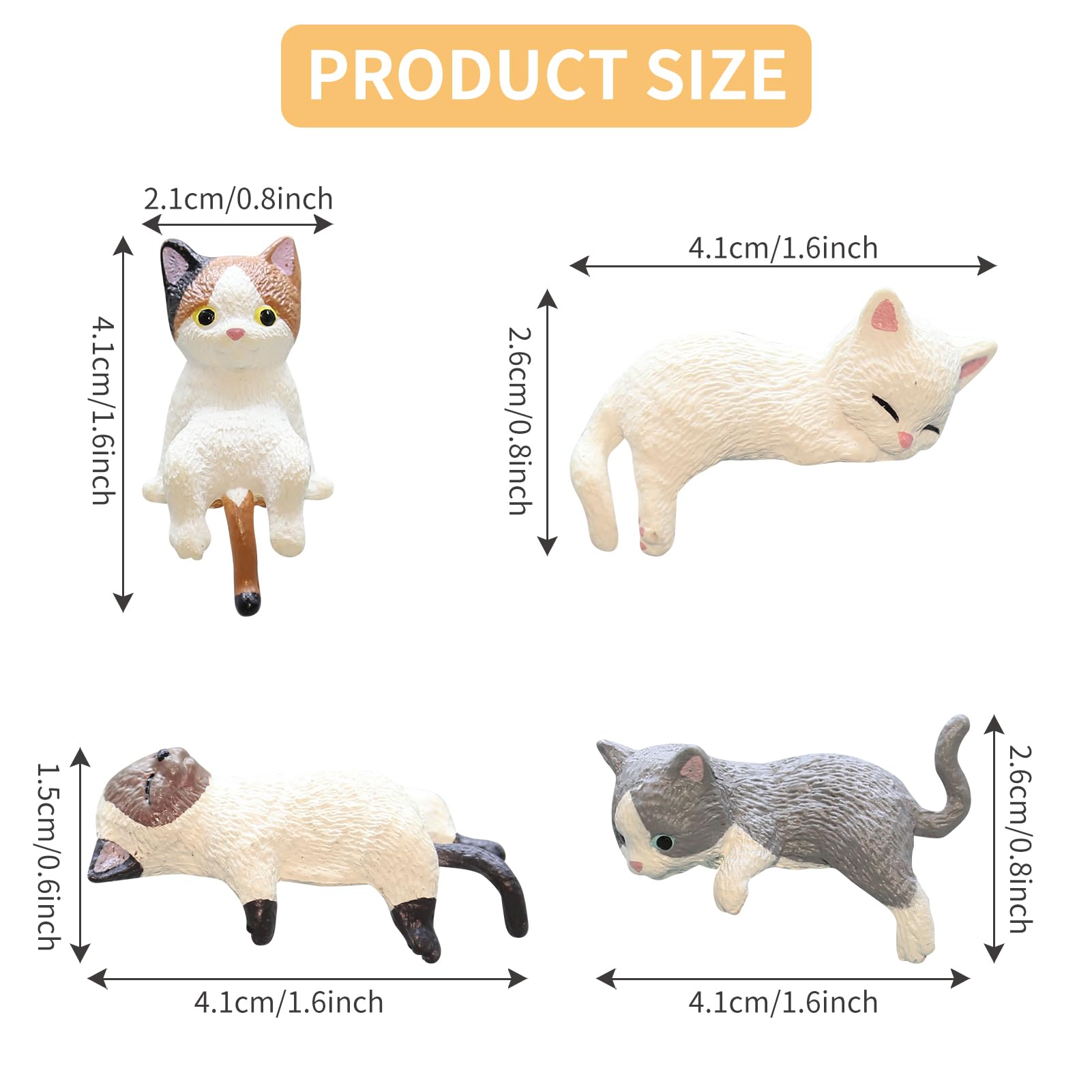 4 Pcs Cute Mini Cat Figures, Car Interior Decoration Rear View Mirror Ornaments - Image 2