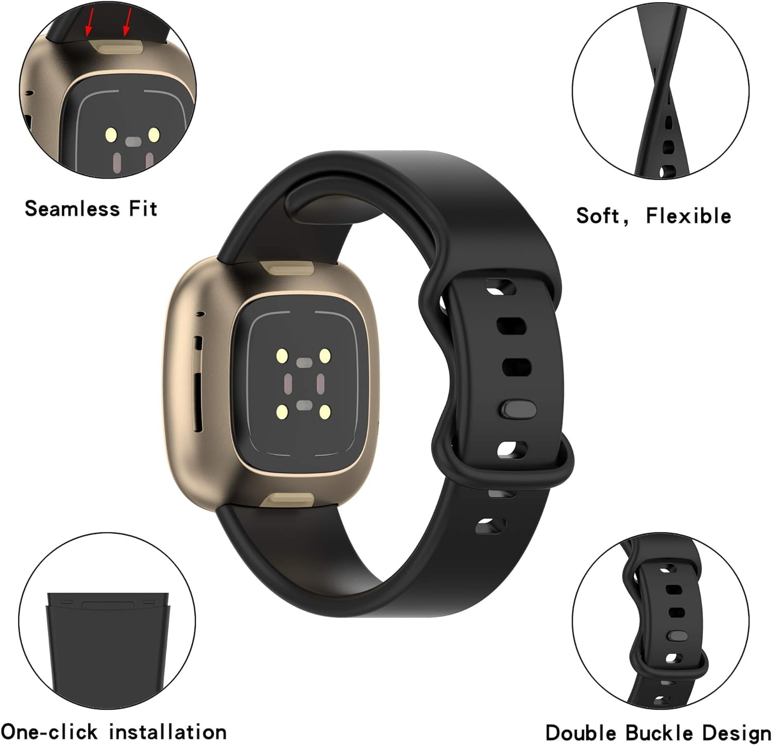 Replacement Bands Compatible with Fitbit Versa 4 Bands/Fitbit Sense 2 Bands/Fitbit Versa 3 Bands for Women Men, Watch Strap Waterproof Wristbands for Fitbit Versa 4 Smart Watch