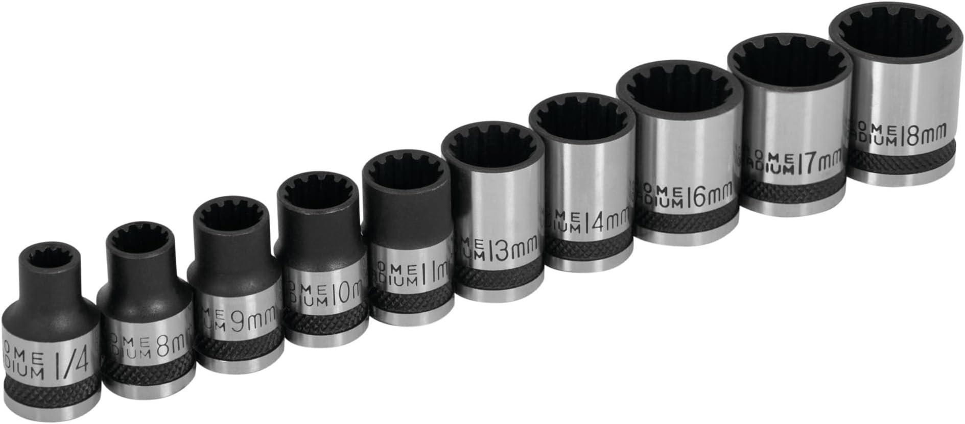 Performance Tool W38194 3/8-Inch Drive Universal Spline Socket Set , 10 piece Metric and SAE