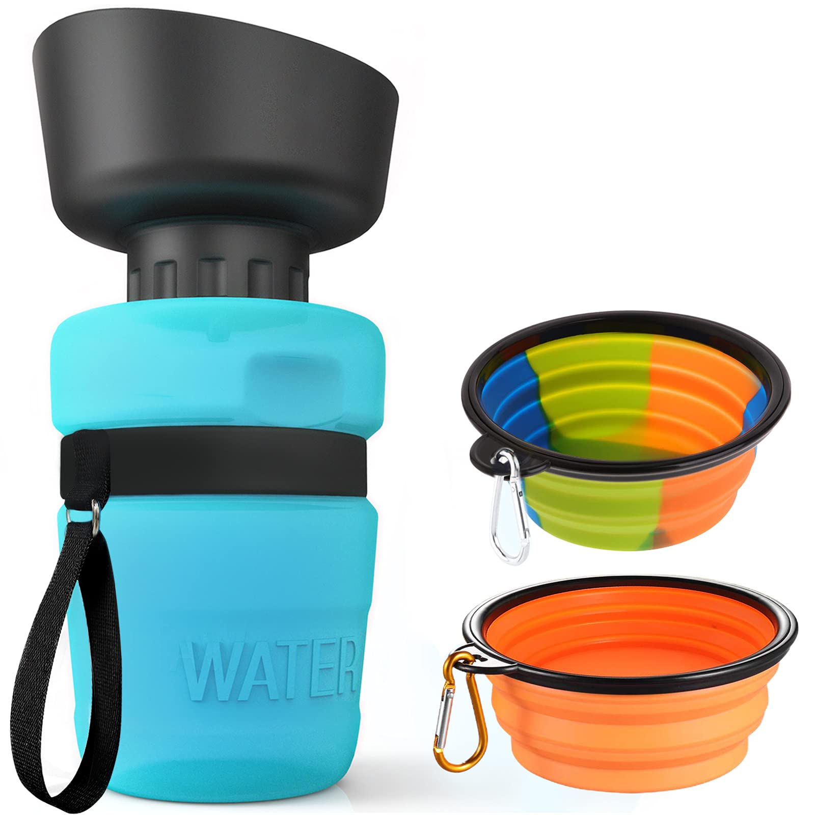 Portable Dog Water Bottle, 18oz Dog Travel Water Bottle with Foldable Bowl-Leak Proof Dog Collapsible Water Bowl Dispenser for Outdoor Puppy Walking,Hiking,Dog Travel Accessories BPA Free