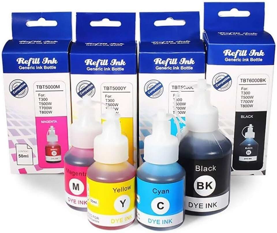 Kit Colorido Tinta Compatível Corante para impressora Brother DCP-T300 DCP-T500W DCP-T700W MFC-T800W