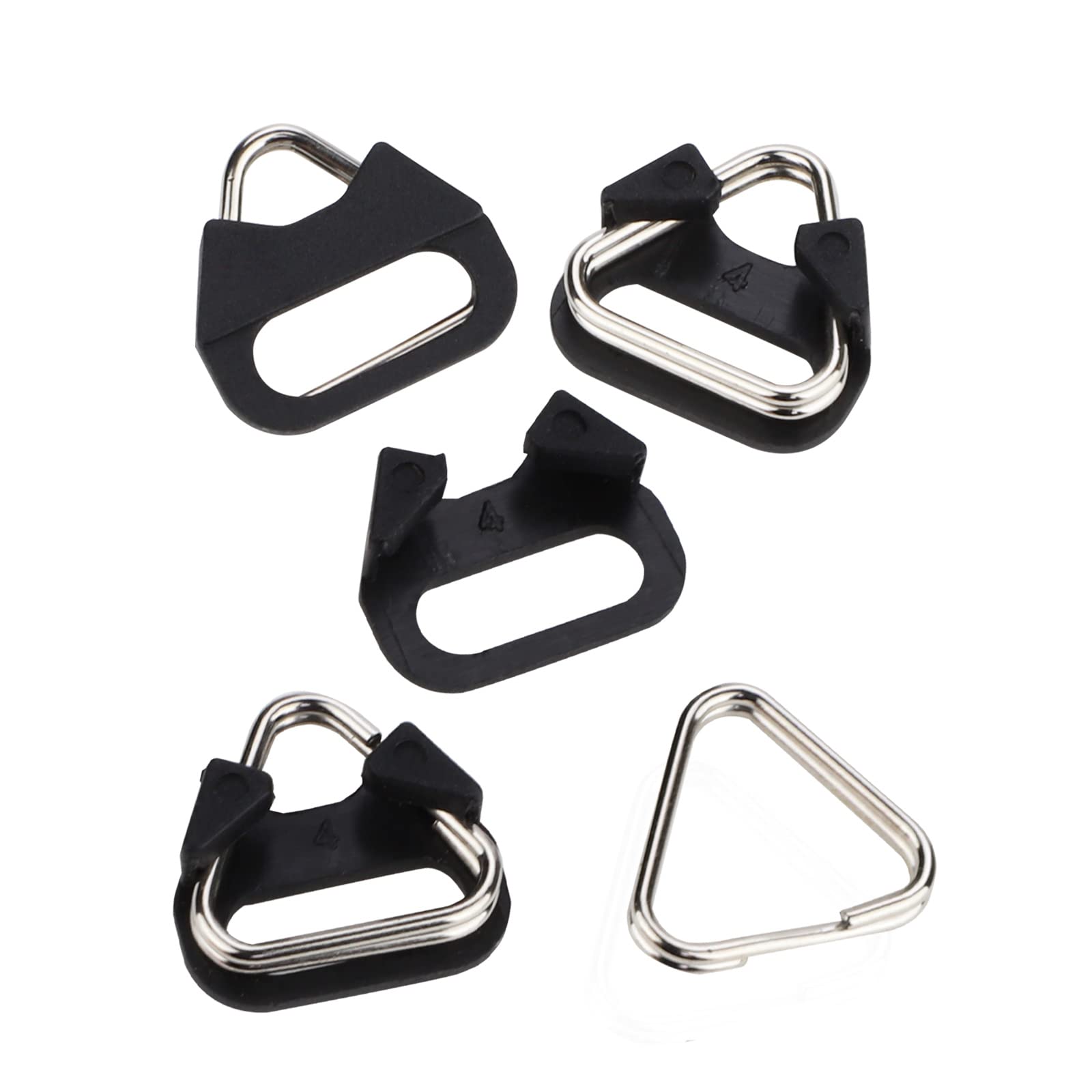 Leftfoto 4 pièces Anneau de sangle d'appareil photo en acier inoxydable triangulaire avec capuchon en plastique pour sangle d'épaule d'appareil photo Noir