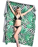 Toallas de Playa Muy Grandes Doble de Antiarena de Microfibra para Hombre Mujer, 183x183cm, Toallas Baño Calidad Gigante Secado Rapido Piscina, Manta Playa, Toalla Yoga Deporte, Palmera, Blanco