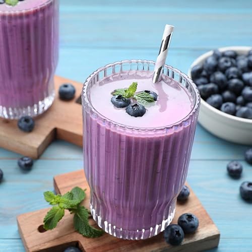 Miniatura 7 de ALINK 100 pajitas de papel a rayas plateadas y blancas, biodegradables desechables para Navidad, cumpleaños, Año Nuevo, suministros de decoración de