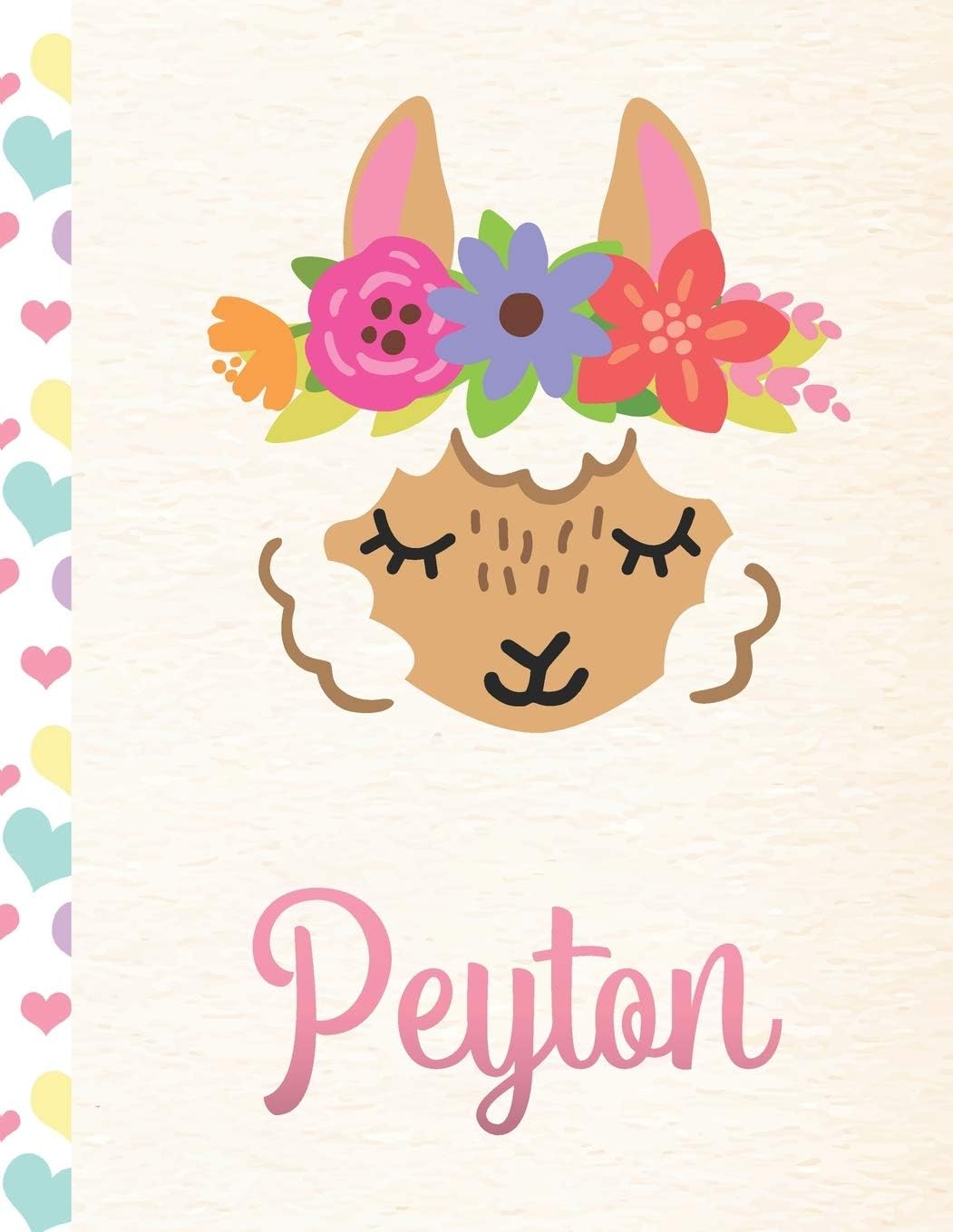 Peyton: Personalized Llama Sketchbook For Girls With Pink Name - 8.5x11 110 Pages. Doodle, Draw, Sketch, Create!