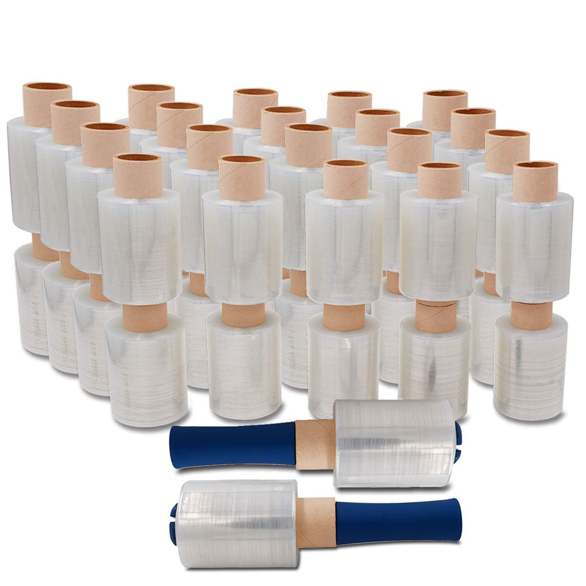 Kit 6 Rouleaux Film Étirable Verpacking 23µ - 100mm X 150m + Dérouleur Bleu