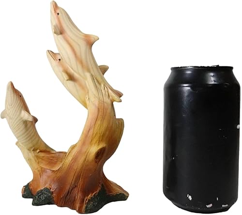 Miniatura 8 de Ebros Gift Three Dancing Family of Dolphins Escultura de 7 pulgadas de alto de resina de madera sintética de delfines nariz de botella Familia