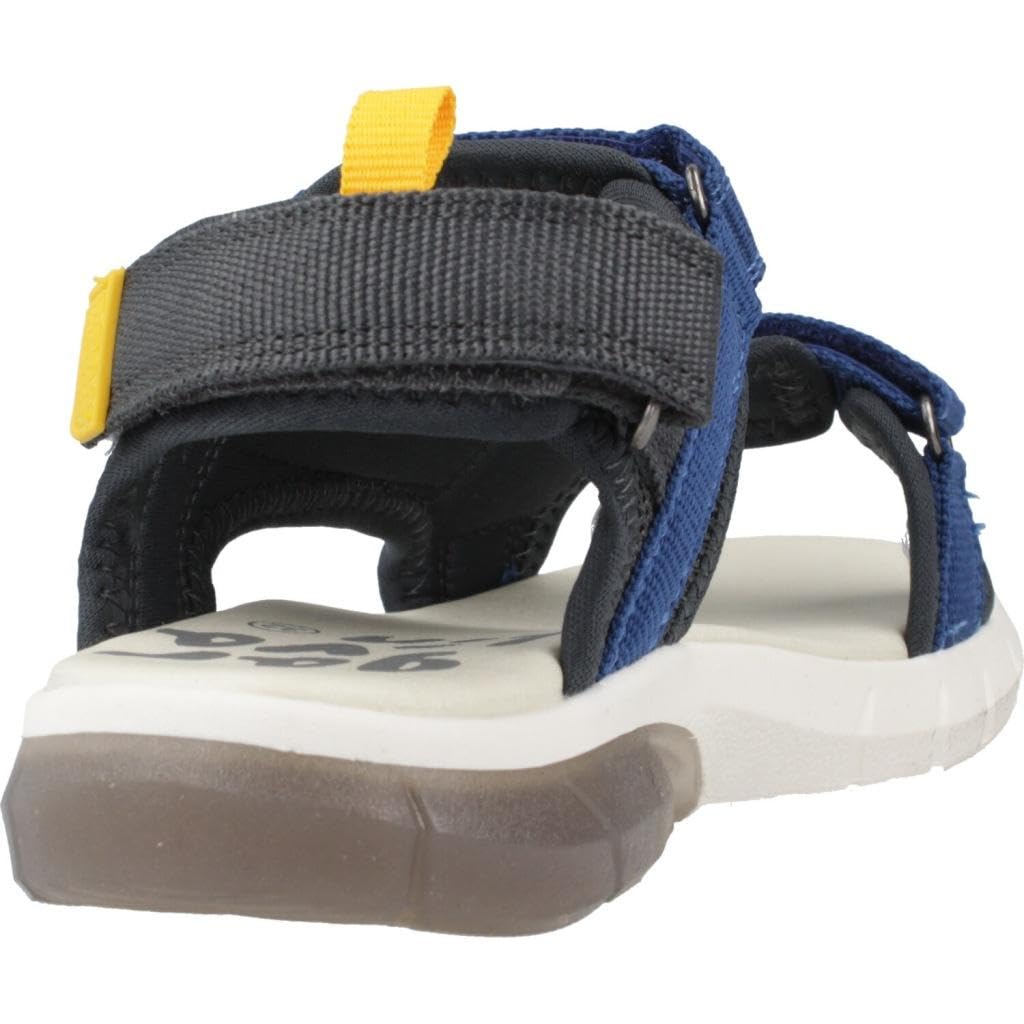 GARVALÍN 242855-A Sandalias Deportivas para niños, Color Azul Marino y Amarillo, Sandalias con Cinta Textil Adhesiva para Verano NIÑO Sandalias