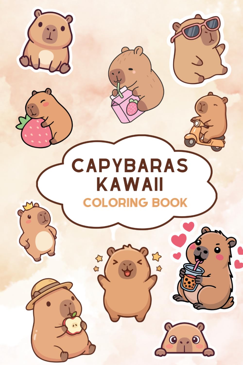 Kawaii Capybara Coloring Book: Cute and relaxing coloring pages for kids and adults (Kawaii Universe to color)