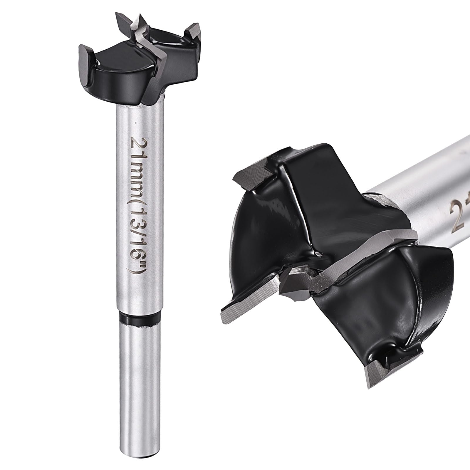 DTGN 21mm Forstner Drill Bit 13/16" 2 Flutes Tungsten Carbide Black 2Pack
