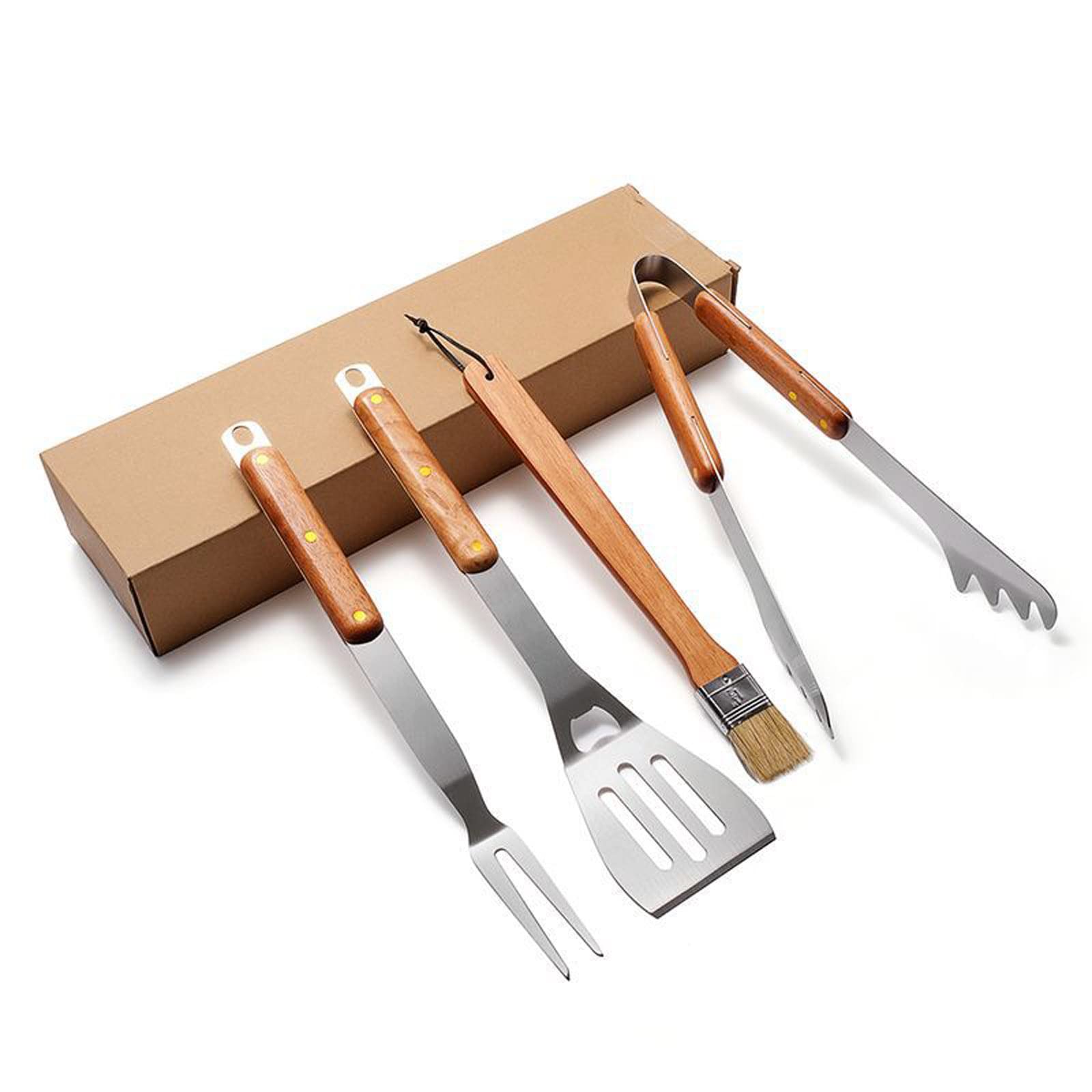 Juego de 4 herramientas para barbacoa, utensilios para barbacoa, accesorios para barbacoa, accesorios para barbacoa al aire libre, juego de utensilios para barbacoa