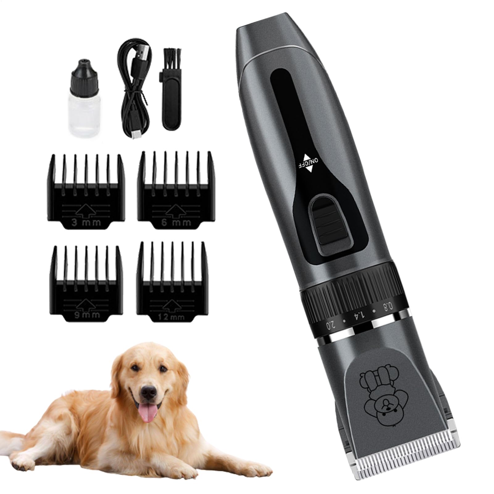Tondeuse pour chien - Tondeuse silencieuse avec charge USB pour chiens - Texture antidérapante pour animaux de compagnie petits, moyens, grands chiots