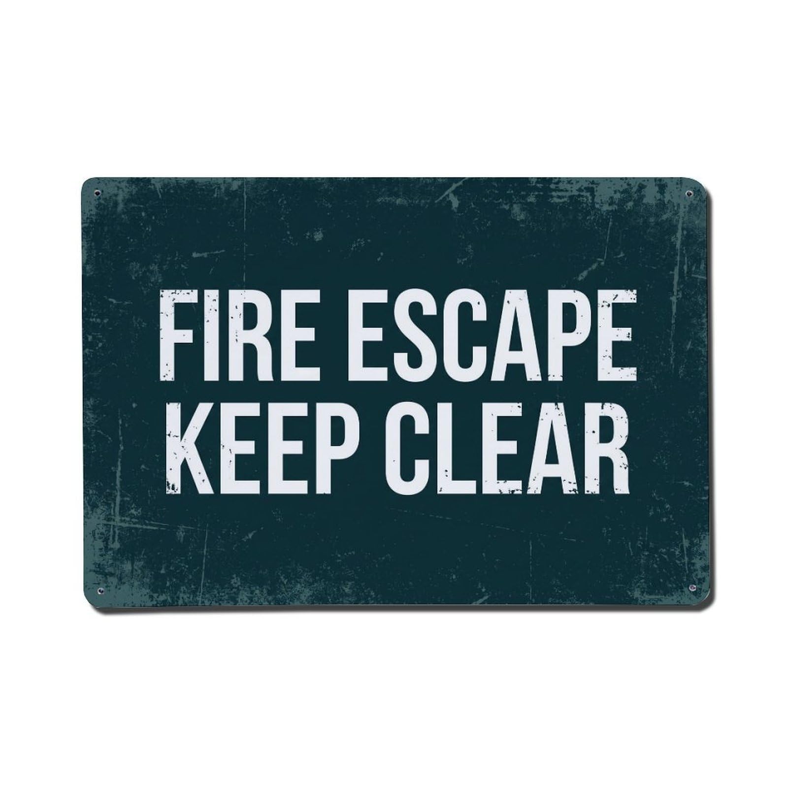 Vintage Fire Escape Keep Clear Metal Tin Sign