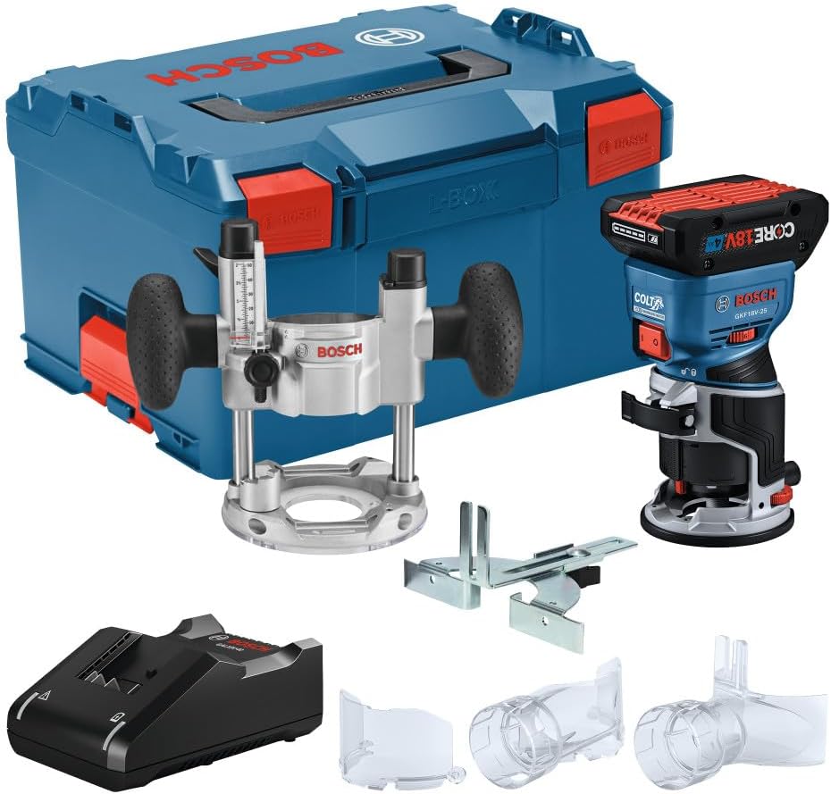 Bosch GKF18V-25PL14 18V Brushless Colt™ Palm Router Kit with (1) CORE18V® 4 Ah Advanced Power Battery and Plunge Base