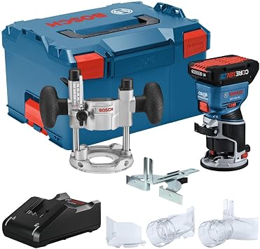 Bosch GKF18V-25PL14 18V Brushless ColtTM Palm Router Kit with (1) CORE18V 4 Ah Advanced Power Battery and Plunge Base