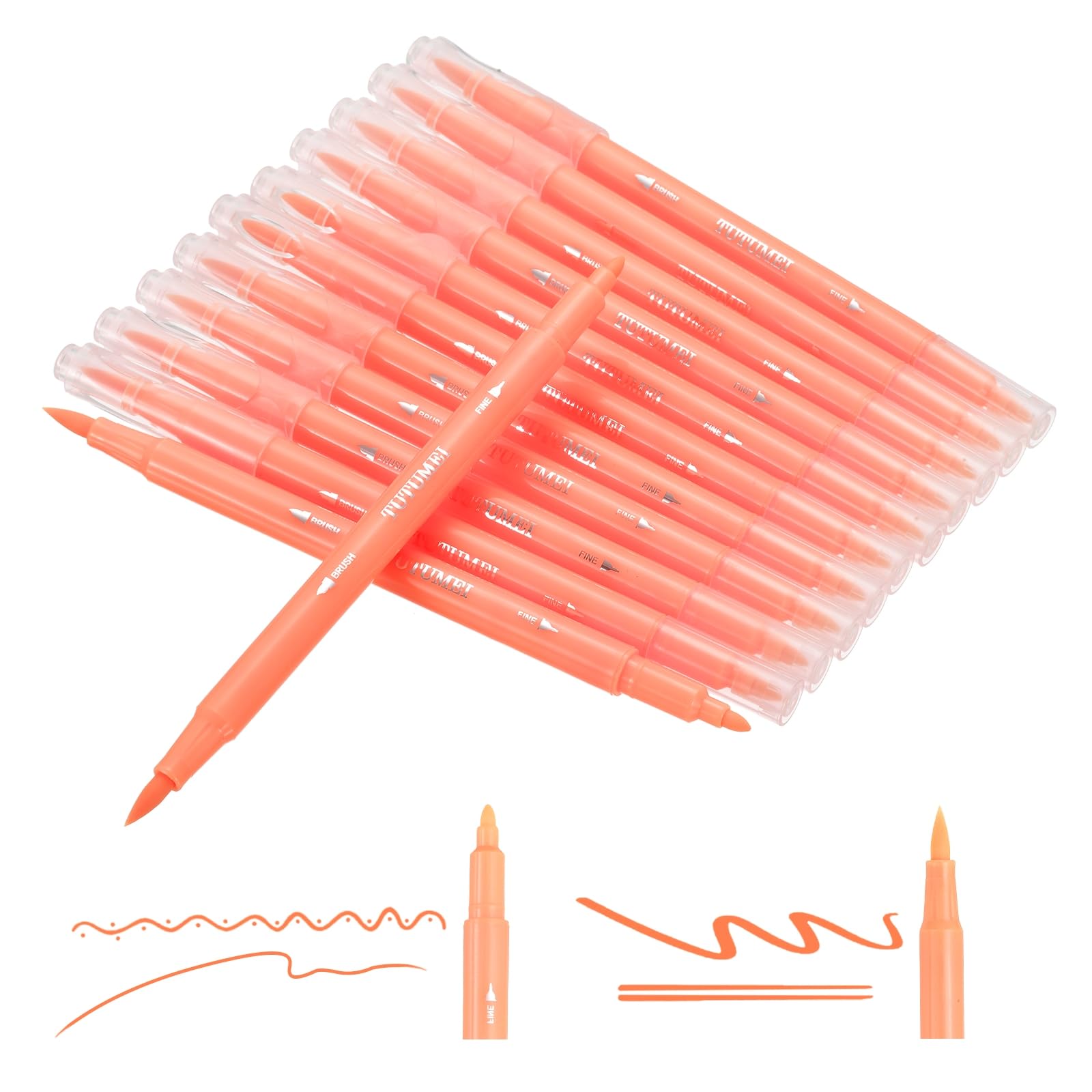 PATIKIL 12 Pack Dual Markers Brush Pens, Skin Tone Double Tip Colored Pen Coloring Marker Set Supplies for Adults Coloring Books Note Taking Writing Calligraphy Drawing Sketching