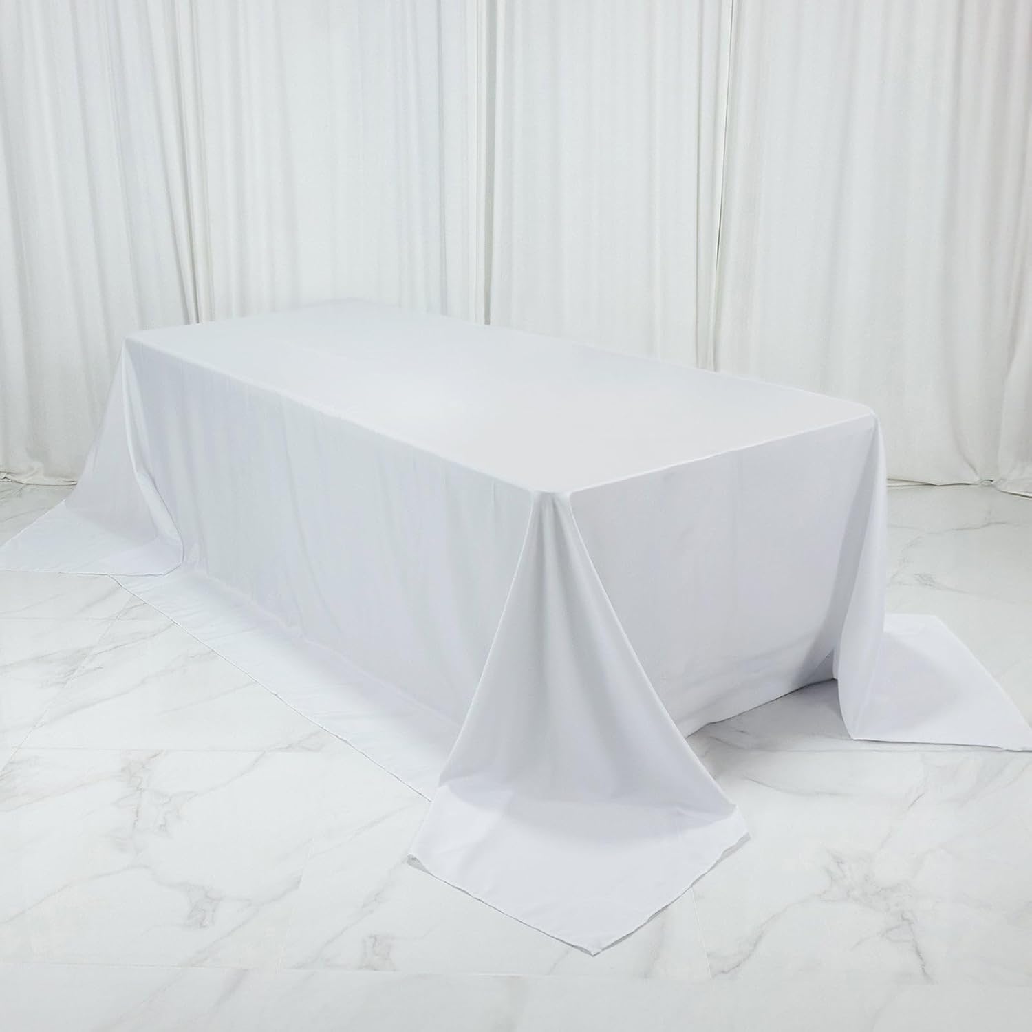 Efavormart Polyester Rectangular King Tablecloth – 108" x 156" Extra-Wide White, Wrinkle-Resistant Banquet Linen for Catering, Events & 8ft Tables